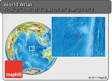 Physical Location Map of the Area around 16° 29' 14" S, 85° 4' 29" E