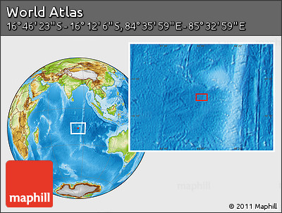 Physical Location Map of the Area around 16° 29' 14" S, 85° 4' 29" E