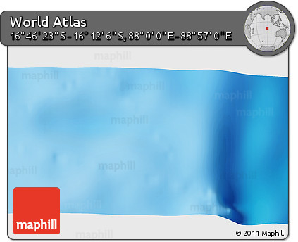 Physical 3D Map of the Area around 16° 29' 14" S, 88° 28' 29" E
