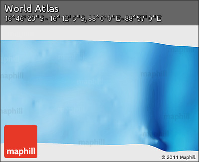 Physical 3D Map of the Area around 16° 29' 14" S, 88° 28' 29" E