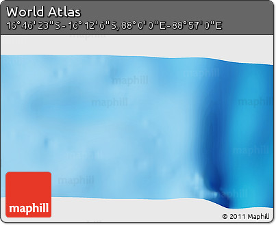 Physical 3D Map of the Area around 16° 29' 14" S, 88° 28' 29" E
