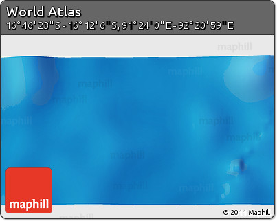 Physical 3D Map of the Area around 16° 29' 14" S, 91° 52' 30" E