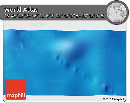 Physical 3D Map of the Area around 16° 29' 14" S, 92° 43' 29" E