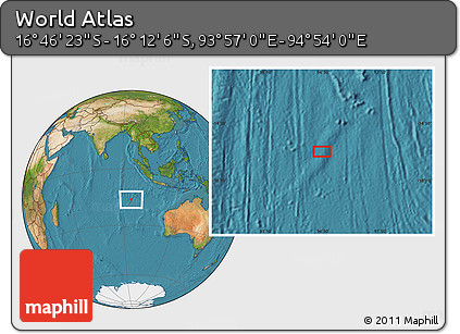 Satellite Location Map of the Area around 16° 29' 14" S, 94° 25' 30" E