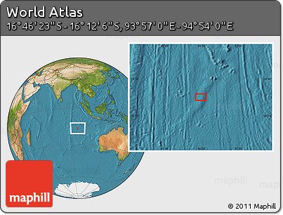 Satellite Location Map of the Area around 16° 29' 14" S, 94° 25' 30" E