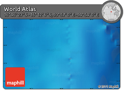 Physical Map of the Area around 16° 29' 14" S, 94° 25' 30" E