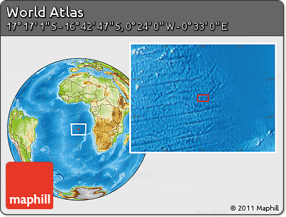 Physical Location Map of the Area around 16° 59' 54" S, 0° 4' 30" E