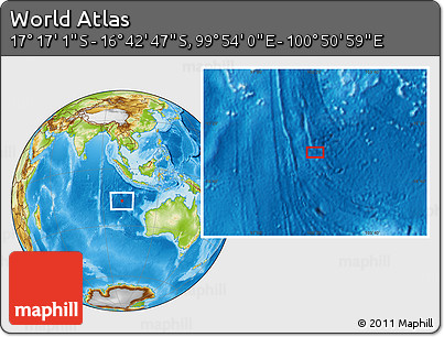 Physical Location Map of the Area around 16° 59' 54" S, 100° 22' 30" E