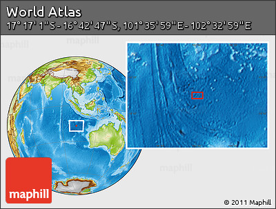 Physical Location Map of the Area around 16° 59' 54" S, 102° 4' 29" E