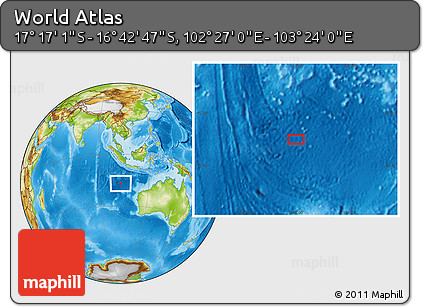 Physical Location Map of the Area around 16° 59' 54" S, 102° 55' 30" E