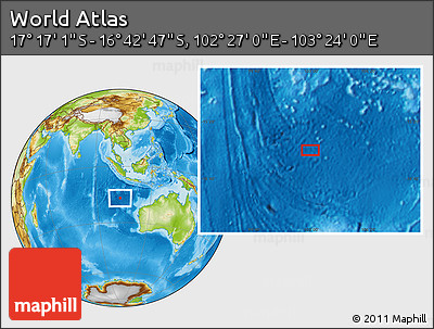 Physical Location Map of the Area around 16° 59' 54" S, 102° 55' 30" E
