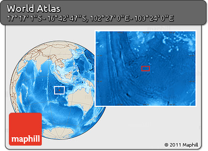 Shaded Relief Location Map of the Area around 16° 59' 54" S, 102° 55' 30" E