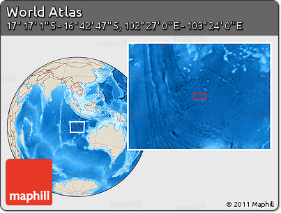 Shaded Relief Location Map of the Area around 16° 59' 54" S, 102° 55' 30" E
