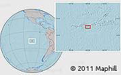 Gray Location Map of the area around 16° 59' 54" S, 104° 28' 29" W, hill shading