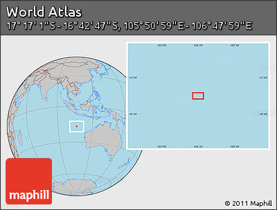 Gray Location Map of the Area around 16° 59' 54" S, 106° 19' 29" E