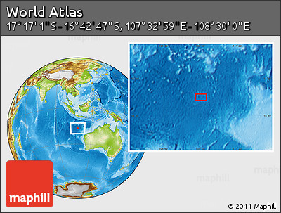 Physical Location Map of the Area around 16° 59' 54" S, 108° 1' 30" E