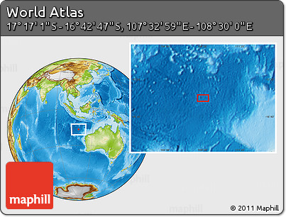 Physical Location Map of the Area around 16° 59' 54" S, 108° 1' 30" E