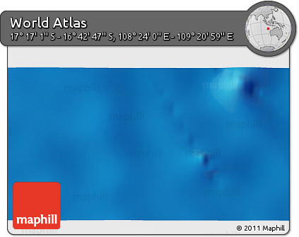 Physical 3D Map of the Area around 16° 59' 54" S, 108° 52' 30" E