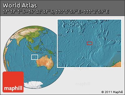 Satellite Location Map of the Area around 16° 59' 54" S, 110° 34' 29" E