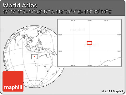 Blank Location Map of the Area around 16° 59' 54" S, 113° 7' 30" E