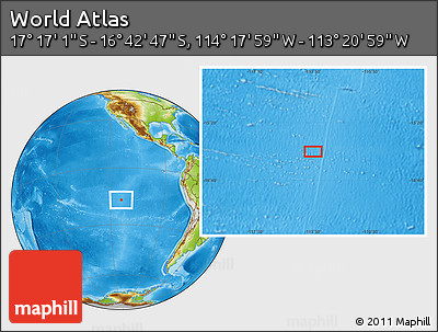 Physical Location Map of the Area around 16° 59' 54" S, 113° 49' 29" W