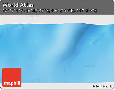 Physical 3D Map of the Area around 16° 59' 54" S, 116° 31' 30" E