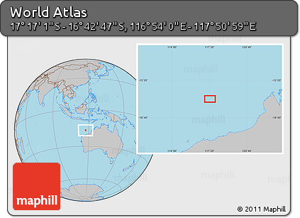 Gray Location Map of the Area around 16° 59' 54" S, 117° 22' 30" E