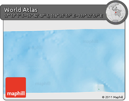 Physical 3D Map of the Area around 16° 59' 54" S, 119° 4' 29" E