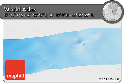 Physical Panoramic Map of the Area around 16° 59' 54" S, 11° 7' 30" E