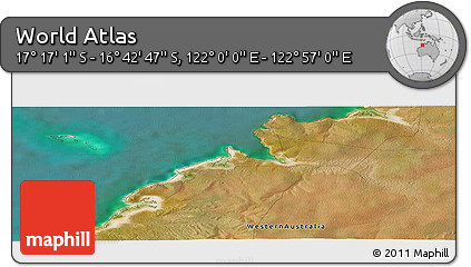 Satellite Panoramic Map of the Area around 16° 59' 54" S, 122° 28' 29" E