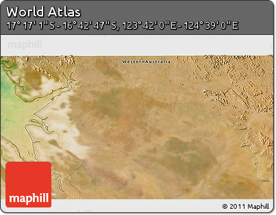 Satellite 3D Map of the Area around 16° 59' 54" S, 124° 10' 30" E