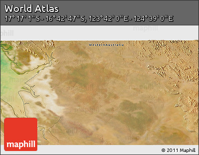 Satellite 3D Map of the Area around 16° 59' 54" S, 124° 10' 30" E