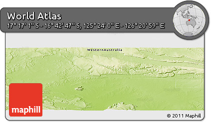 Physical Panoramic Map of the Area around 16° 59' 54" S, 125° 52' 30" E
