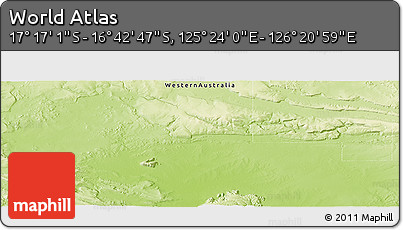 Physical Panoramic Map of the Area around 16° 59' 54" S, 125° 52' 30" E