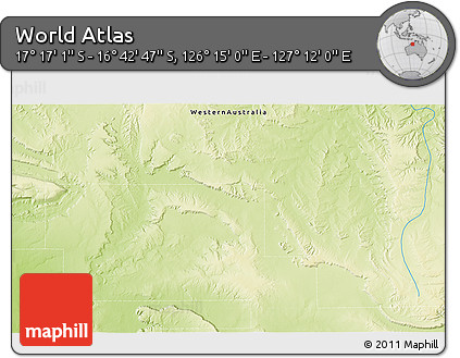 Physical 3D Map of the Area around 16° 59' 54" S, 126° 43' 29" E