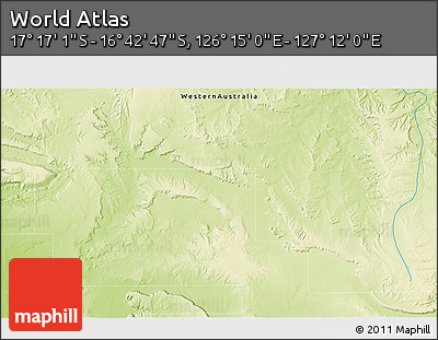 Physical 3D Map of the Area around 16° 59' 54" S, 126° 43' 29" E