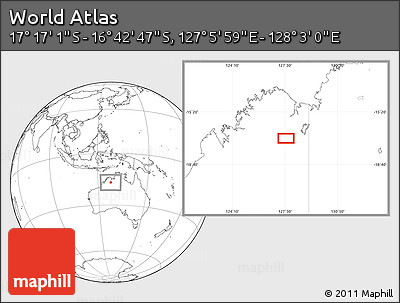 Blank Location Map of the Area around 16° 59' 54" S, 127° 34' 30" E