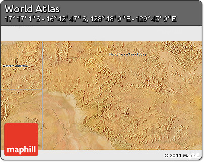 Satellite 3D Map of the Area around 16° 59' 54" S, 129° 16' 30" E