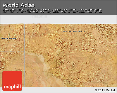 Satellite 3D Map of the Area around 16° 59' 54" S, 129° 16' 30" E
