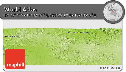 Physical Panoramic Map of the Area around 16° 59' 54" S, 129° 16' 30" E