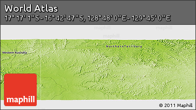 Physical Panoramic Map of the Area around 16° 59' 54" S, 129° 16' 30" E