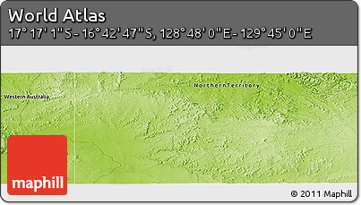 Physical Panoramic Map of the Area around 16° 59' 54" S, 129° 16' 30" E