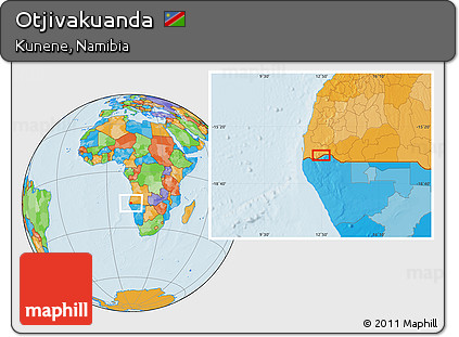 Political Location Map of Otjivakuanda