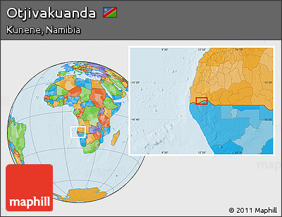 Political Location Map of Otjivakuanda