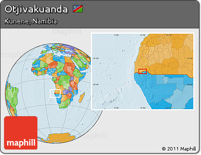 Political Location Map of Otjivakuanda
