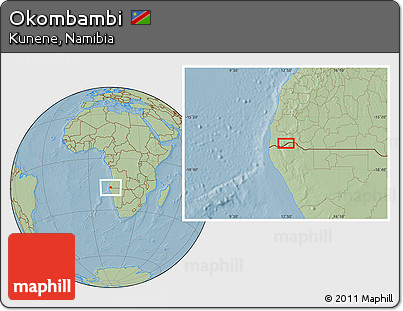 Savanna Style Location Map of Okombambi, hill shading