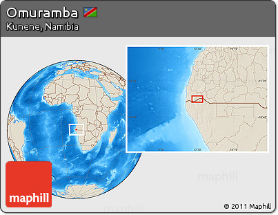 Shaded Relief Location Map of Omuramba