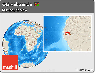 Shaded Relief Location Map of Otjivakuanda