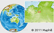 Physical Location Map of the area around 16° 59' 54" S, 130° 7' 30" E