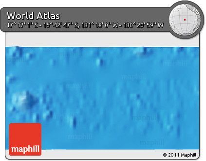 Physical 3D Map of the Area around 16° 59' 54" S, 130° 49' 29" W